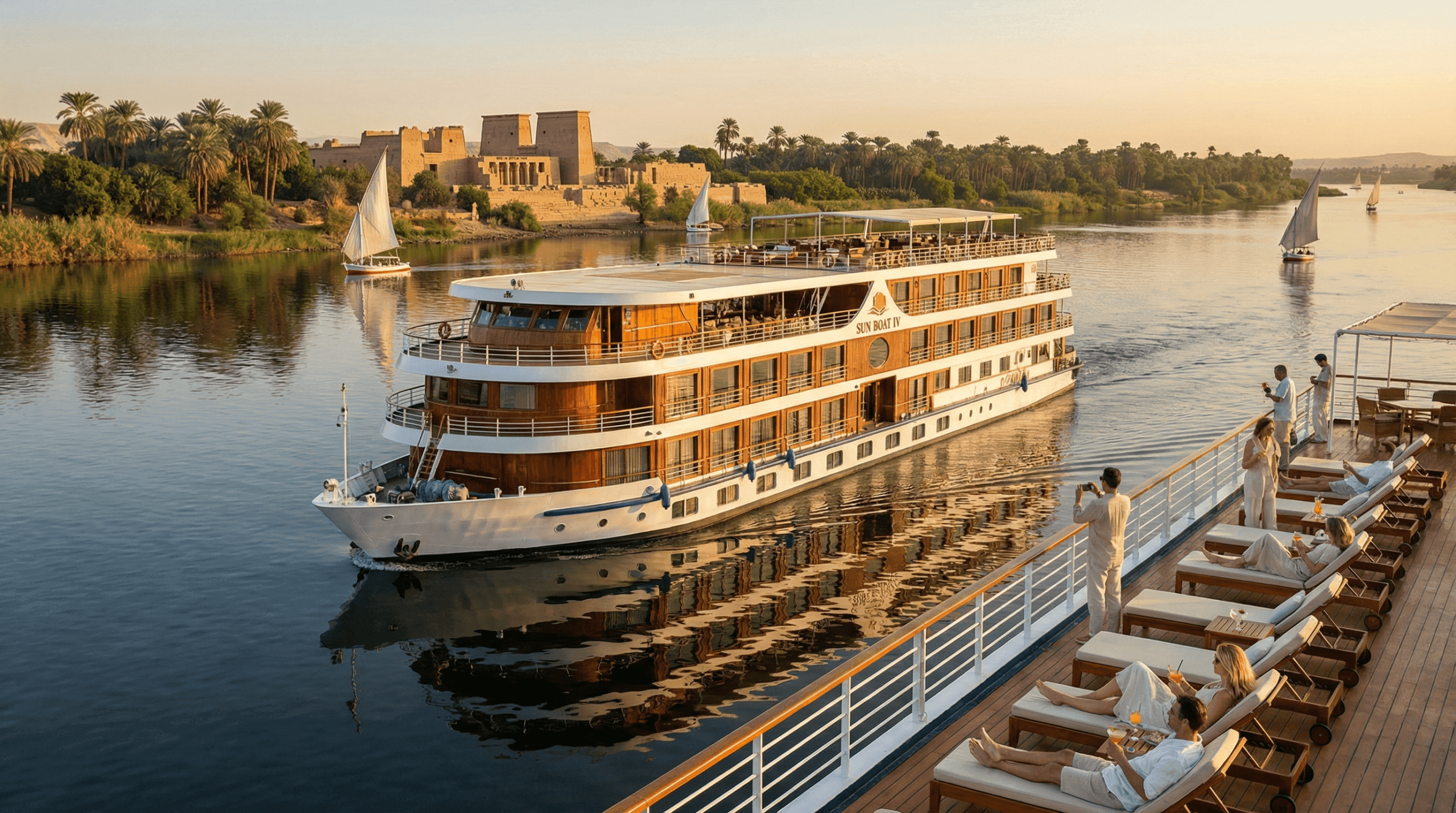 Nile cruise ship sailing between Luxor and Aswan