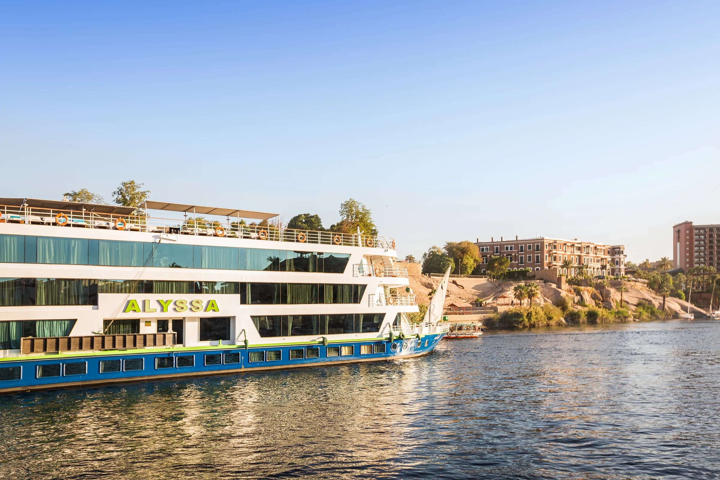 M/Y Alyssa moored on the Nile at Aswan