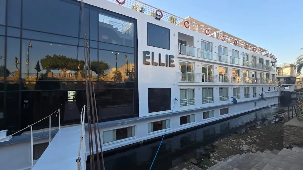 The Ellie Nile Cruise moored on the Nile