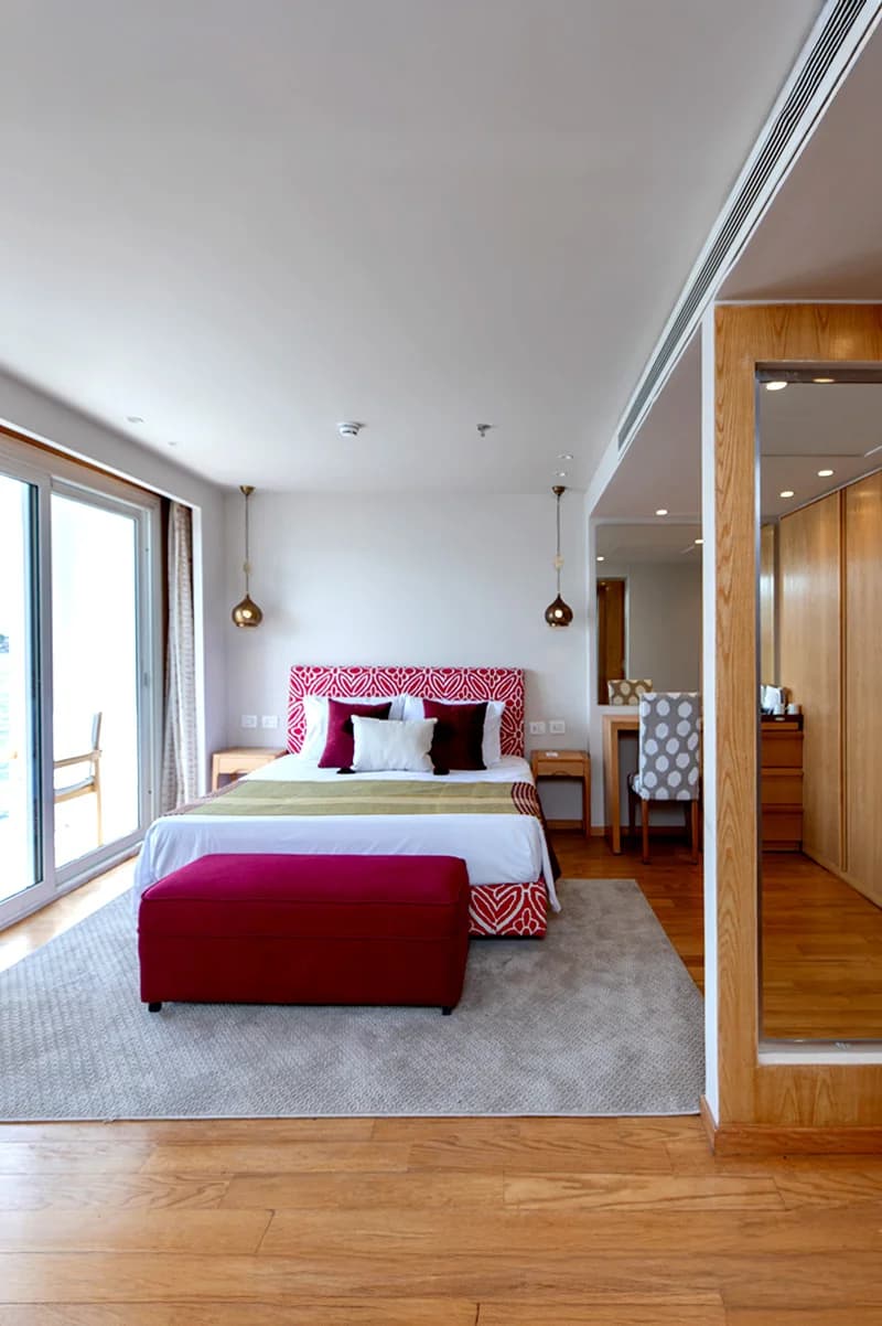 Cabin with balcony doors on the Ellie Nile Cruise