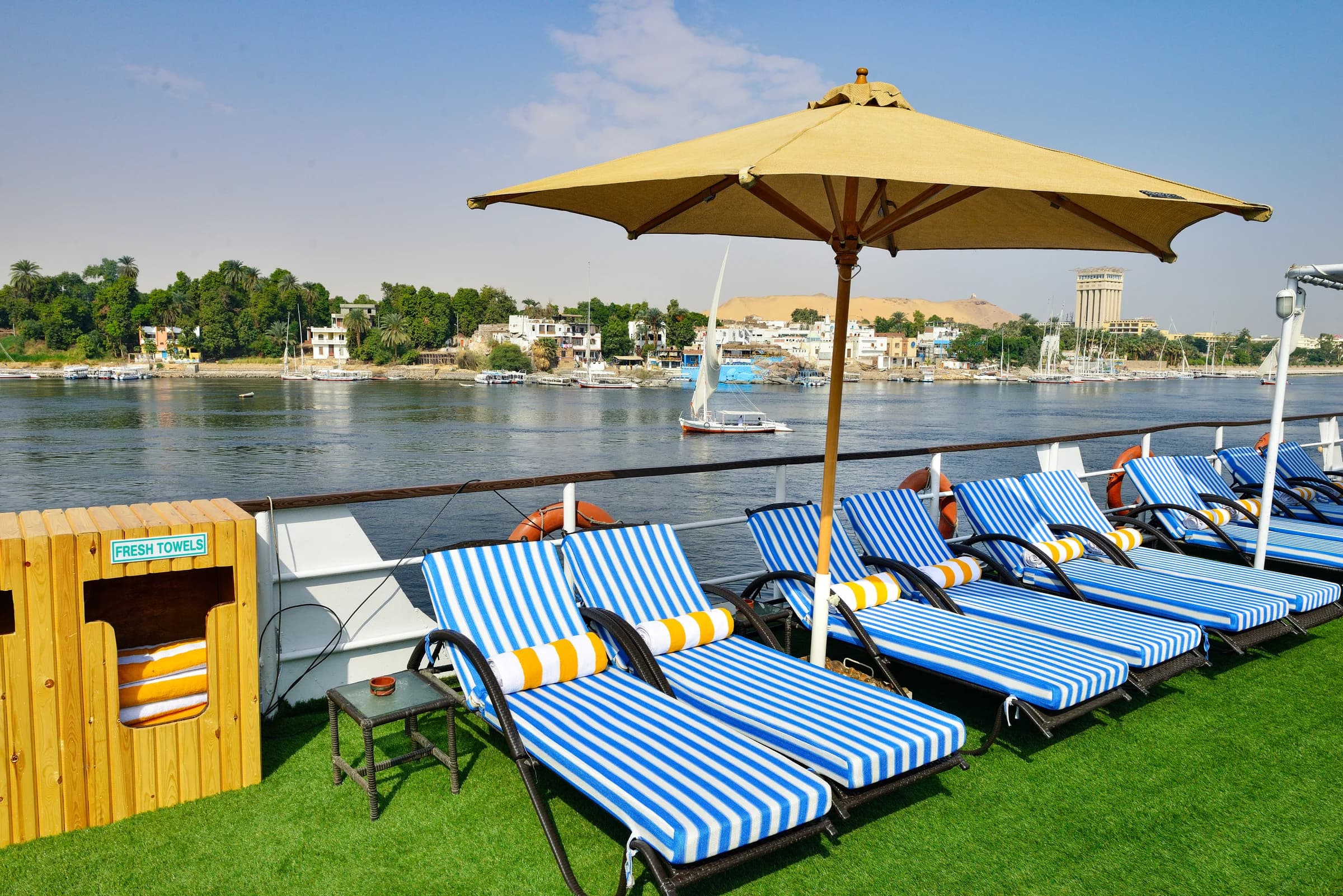Shaded sun deck on the M/S Nile Treasure